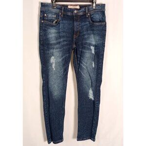 Akademiks Jeanius Level Men Jeans 32x30 Slim Stretch Distressed Excellent Cond